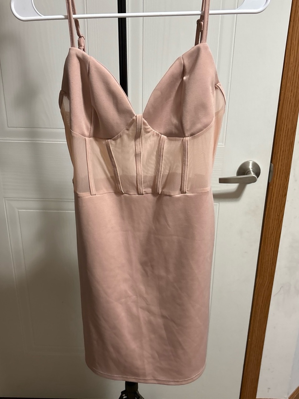 Blush Pink Asymmetrical Spaghetti-Strap Dress